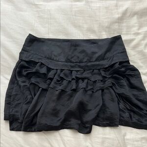 Theory Black Satin Mini Skirt